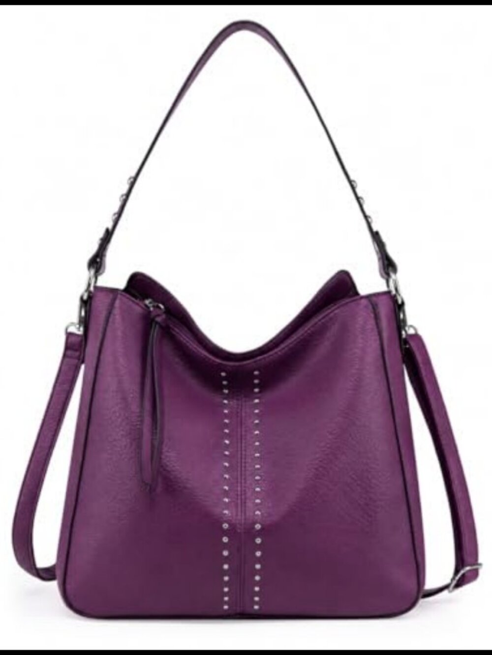 Studded Hobo Bag Vegan Leather Convertible Crossbody Shoulder Purse